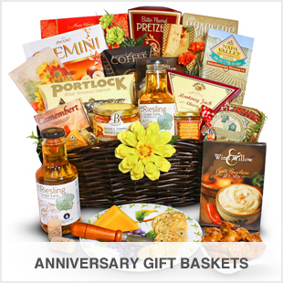 anniversary gift baskets with gifts, 25th anniversary basket, 50th anniversary basket,