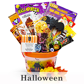 Spooky Halloween gift baskets with sweets and toys, add a scary Halloween story to your gift, delivery Ontario